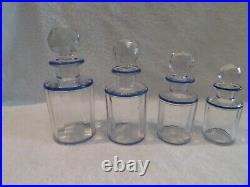 4 flacons 1 boite toilette cristal filets émaillés Baccarat crystal bottles box