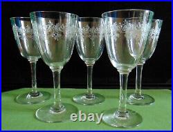5 Verres A Vin Rouge Cristal Grave Modele Sevigne Baccarat H 13,4 CM