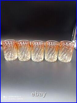 5 Verres gobelets en cristal de BACCARAT Rose modèle BAMBOU TORS, signé