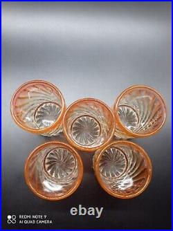 5 Verres gobelets en cristal de BACCARAT Rose modèle BAMBOU TORS, signé