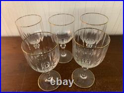 5 verres à eau doré en cristal Baccarat (prix du lot)