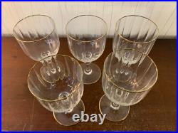 5 verres à eau doré en cristal Baccarat (prix du lot)