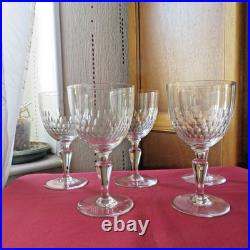 5 verres a vin ou eau en cristal de baccarat modèle écaille H 15 non signé