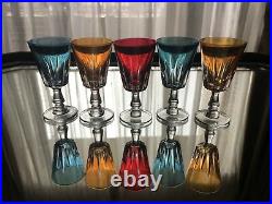 5 verres anciens Cristal De BACCARAT De Couleur/Baccarat Crystal XIX ème