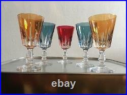 5 verres anciens Cristal De BACCARAT De Couleur/Baccarat Crystal XIX ème