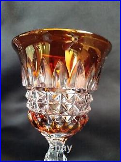 5 verres en cristal doublé couleurs et taillé / Style Piccadilly Baccarat