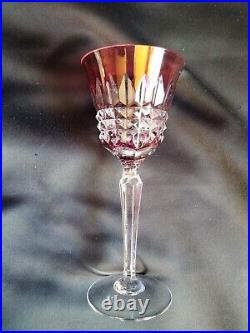 5 verres en cristal doublé couleurs et taillé / Style Piccadilly Baccarat