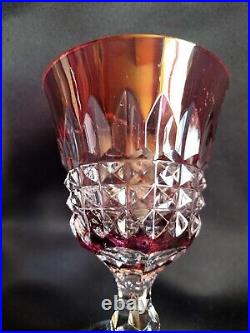 5 verres en cristal doublé couleurs et taillé / Style Piccadilly Baccarat