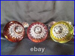 5 verres en cristal doublé couleurs et taillé / Style Piccadilly Baccarat