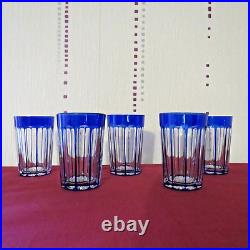 5 verres gobelet de couleur bleu en cristal de baccarat H 8 cm