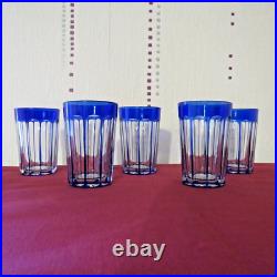 5 verres gobelet de couleur bleu en cristal de baccarat H 8 cm