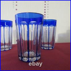5 verres gobelet de couleur bleu en cristal de baccarat H 8 cm