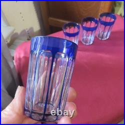 5 verres gobelet de couleur bleu en cristal de baccarat H 8 cm