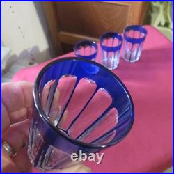 5 verres gobelet de couleur bleu en cristal de baccarat H 8 cm