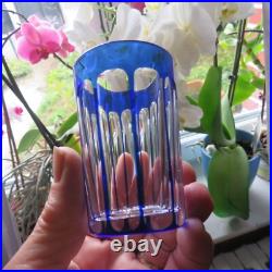 5 verres gobelet de couleur bleu en cristal de baccarat H 8 cm