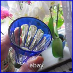 5 verres gobelet de couleur bleu en cristal de baccarat H 8 cm