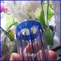 5 verres gobelet de couleur bleu en cristal de baccarat H 8 cm