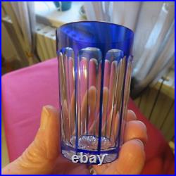 5 verres gobelet de couleur bleu en cristal de baccarat H 8 cm