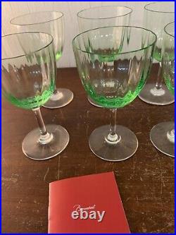 5 verres vin blanc modèle aquarelle vert clair cristal Baccarat (prix la pièce)