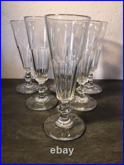 6 Anciennes Flûtes À Champagne Caton En Cristal De Baccarat Ou St Louis