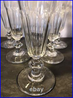 6 Anciennes Flûtes À Champagne Caton En Cristal De Baccarat Ou St Louis