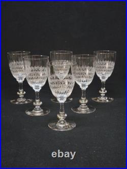 6 Anciens Verres A Vin / Porto En Cristal De Baccarat Gravé 6 Anciens Verres A Vin / Porto En Cristal De Baccarat Gravé