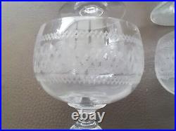 6 Anciens Verres Eau Vin Cristal Gravé À La Roue Baccarat St Louis Portieux XIX