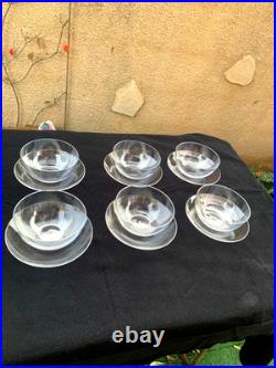 6 Coupes Rinces Doigts avec leurs Assiettes en Cristal BACCARAT ou Saint LOUIS