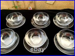 6 Coupes Rinces Doigts avec leurs Assiettes en Cristal BACCARAT ou Saint LOUIS