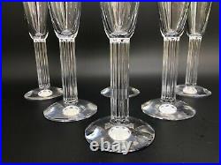 6 FLUTES A CHAMPAGNE CRISTAL BACCARAT MODELE LYRA rare verre coupe set #1