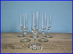 6 Flûtes à champagne en cristal de baccarat signé du modèle Normandie