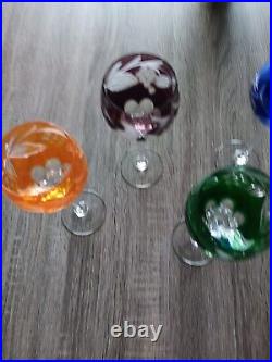 6 Verres A Eau Ou Vin Rouge Colore Couleur Baccarat Saint Louis Bohème
