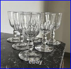 6 Verres À Eau en Cristal De Baccarat À Côtes Plates