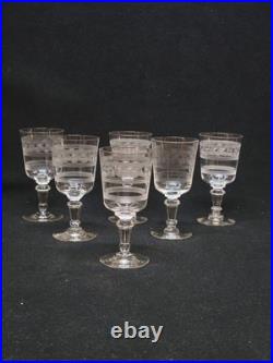 6 Verres A Porto En Cristal De Baccarat Gravé Gravure Grecque 1900