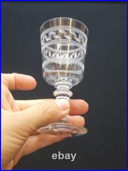 6 Verres A Porto En Cristal De Baccarat Gravé Gravure Grecque 1900