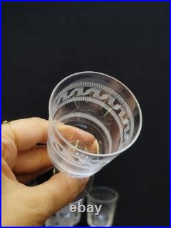 6 Verres A Porto En Cristal De Baccarat Gravé Gravure Grecque 1900