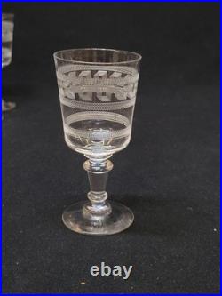 6 Verres A Porto En Cristal De Baccarat Gravé Gravure Grecque 1900