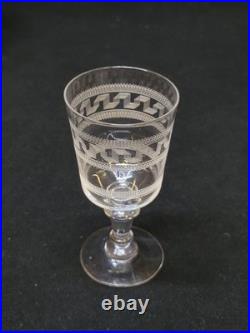 6 Verres A Porto En Cristal De Baccarat Gravé Gravure Grecque 1900