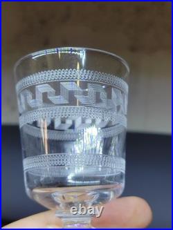 6 Verres A Porto En Cristal De Baccarat Gravé Gravure Grecque 1900