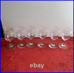 6 Verres A Vin Blanc En Cristal Baccarat Grave Modèle Louis XV et SEVIGNE