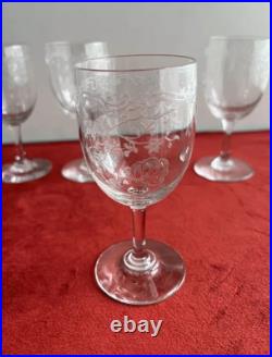 6 Verres A Vin Blanc En Cristal Baccarat Grave Modèle Louis XV et SEVIGNE