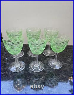 6 Verres A Vin Rouge En Cristal Vert Baccarat Modèle Diamants Pierreries