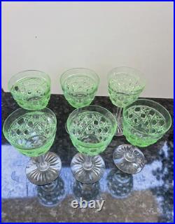 6 Verres A Vin Rouge En Cristal Vert Baccarat Modèle Diamants Pierreries