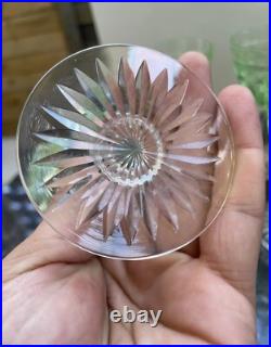 6 Verres A Vin Rouge En Cristal Vert Baccarat Modèle Diamants Pierreries