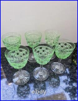 6 Verres A Vin Rouge En Cristal Vert Baccarat Modèle Diamants Pierreries