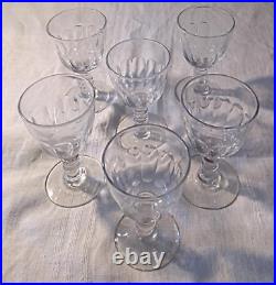 6 Verres EN CRISTAL DE BACCARAT MODELE CLERMONT A CÔTES PLATES XIX ème 6 Verres EN CRISTAL DE BACCARAT MODELE CLERMONT A CÔTES PLATES XIX ème