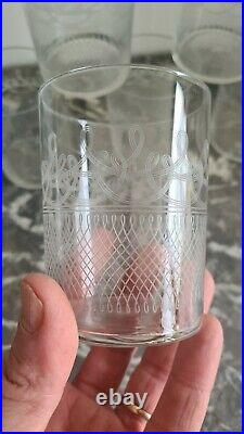 6 Verres Gobelets En Cristal Gravés Baccarat Ou St Louis old crystal glass 1900