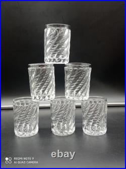 6 Verres Gobelets en Cristal de BACCARAT modèle BAMBOU TORS, H 8 cm, signé