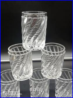 6 Verres Gobelets en Cristal de BACCARAT modèle BAMBOU TORS, H 8 cm, signé