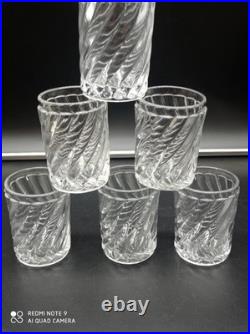 6 Verres Gobelets en Cristal de BACCARAT modèle BAMBOU TORS, H 8 cm, signé